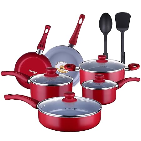 COOKSMARK 12-teilig Grau Keramische Antihaft-beschichtung Töpfe und Pfannen Set Kratzfeste Aluminium Kochgeschirr Set Topfset