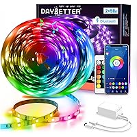 DAYBETTER Led Strip Lights Smart with App Control Remote, 5050 RGB for Bedroom, Music Sync Color Changing for Room Party 100f