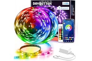 DAYBETTER Led Strip Lights Smart with App Control Remote, 5050 RGB for Bedroom, Music Sync Color Changing for Room Party 100f