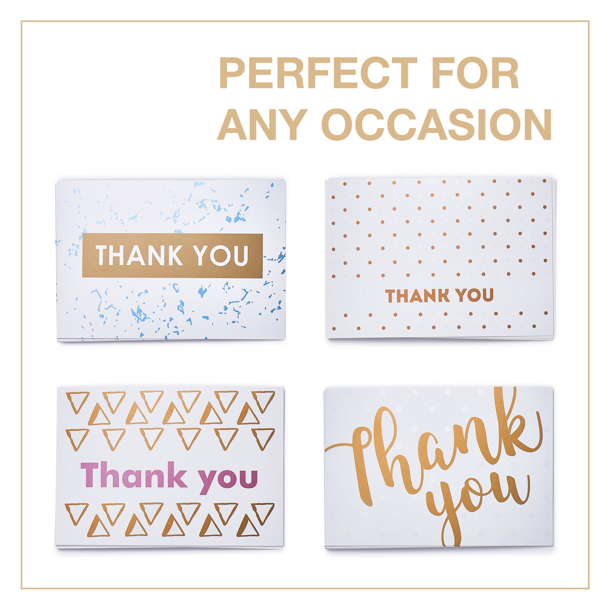 Thank You Cards - 40 Blank Note cards in Eight Unique Designs - Best Thank You Notes 4x6 Includes Box and Kraft Envelopes - Perfect for Birthdays, Showers, Weddings, Business and Personalized Notes