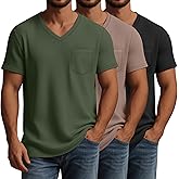 Huukeay 3 Pack Men's Waffle Shirts V Neck Tee with Pocket Short Sleeve Textured Knitted Summer Casual Basic Tops