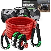 Rhino USA Kinetic Rope Recovery Kit (7/8in x 30ft) - Heavy Duty Offroad Snatch Strap - Includes 2 Soft Shackle for UTV, ATV, Truck, Car, Jeep, Tractor