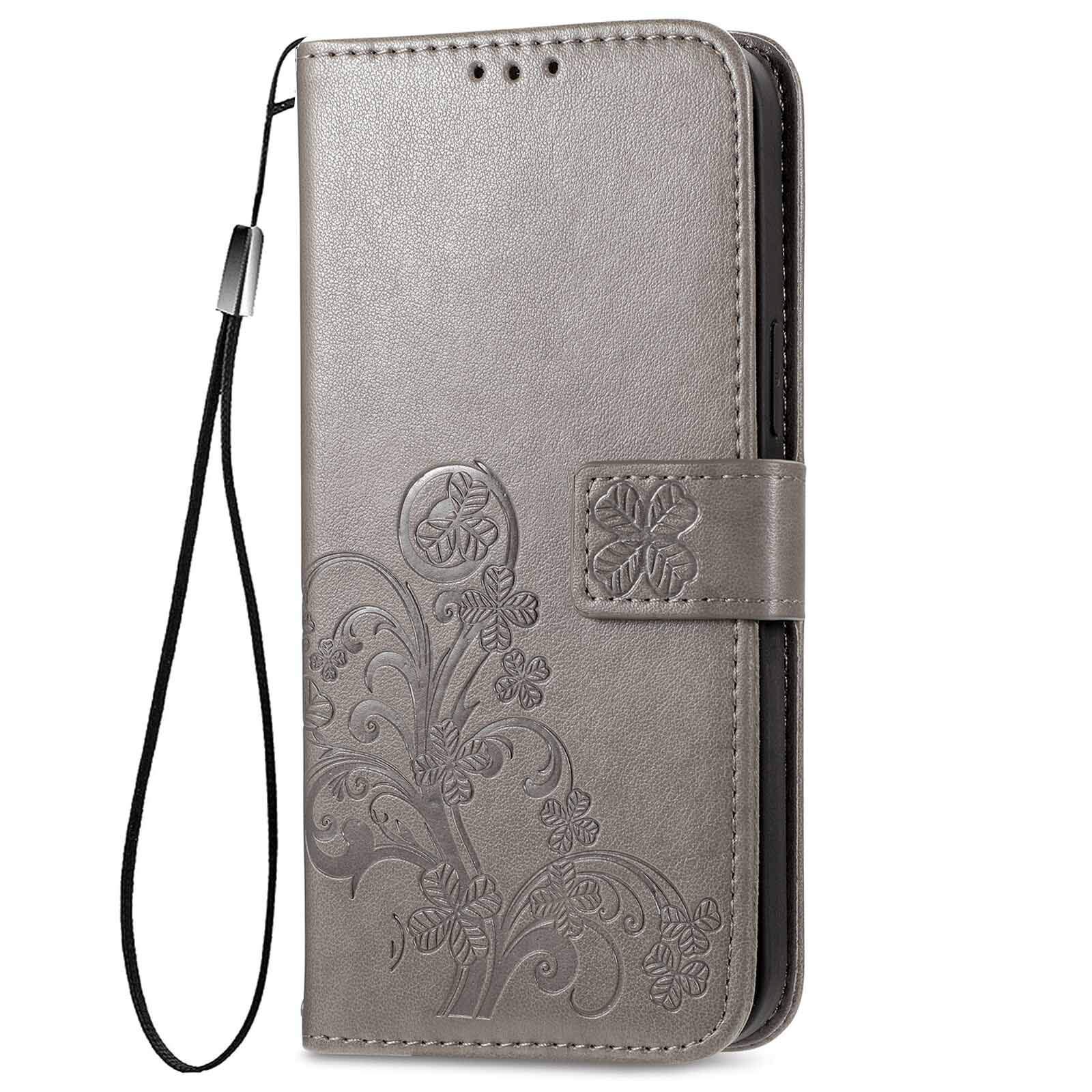 GOKEN Case for Honor X7, TPU/PU Leather Flip Wallet Cover, Magnetic Closure Phone Shell with Cash & Card Slots & cute pattern, Gray