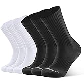 CLOSEMATE Mens Moisture-Wicking Athletic Cushioned Crew Socks 6 Pairs Cotton Comfy Running Training Sports