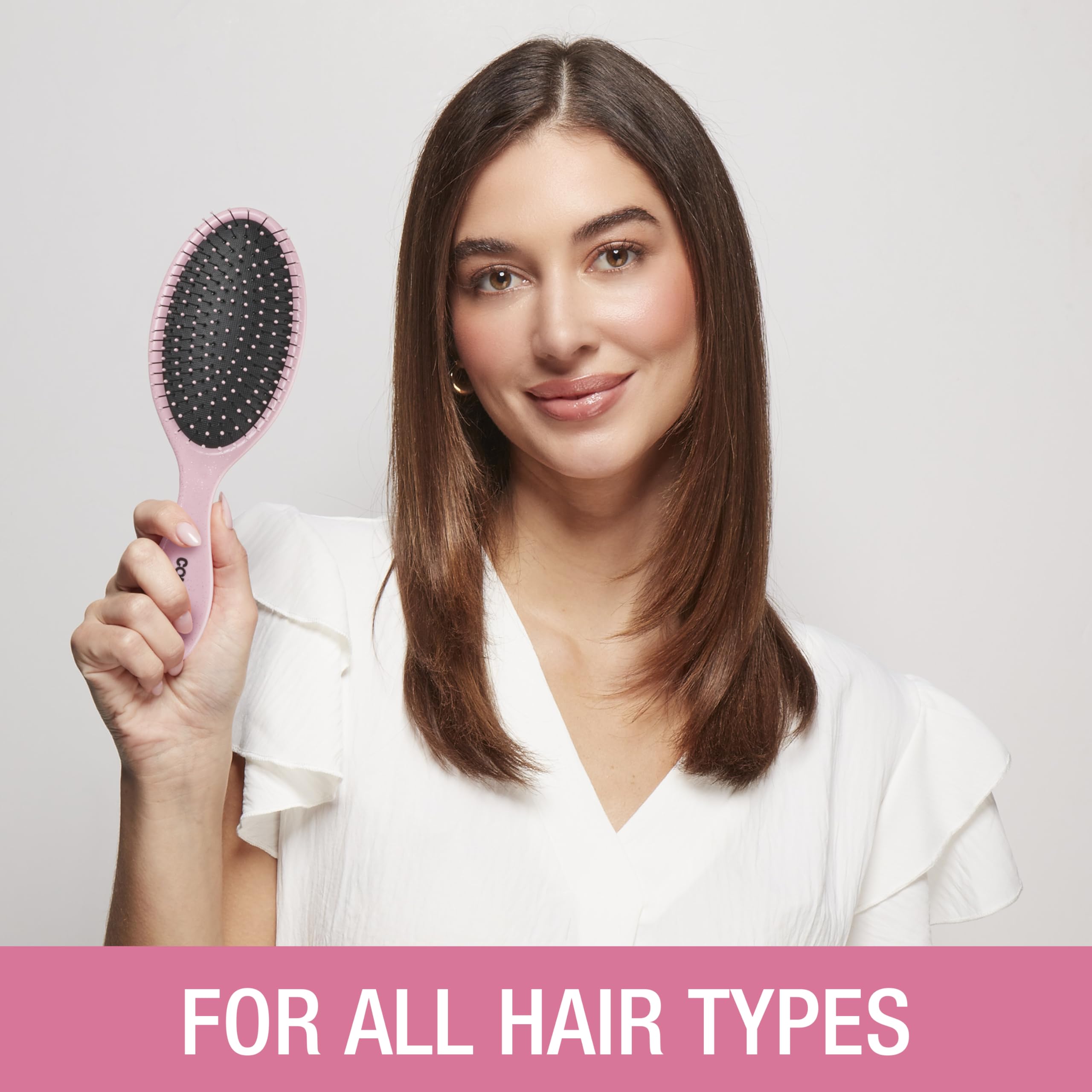 Conair Detangling Hair Brush Set 3 Pack, For Wet, Dry and All Hair Types, Detangling Brushes for Women, stocking stuffers, gifts for her - Glitter Silver, Blue, Pink