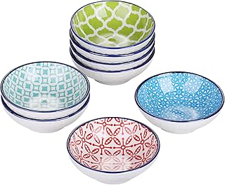 Vancasso Porzellan Dipschälchen, Maracon 8-teilig Schälchen bunt, Ø 8,8 cm Snackschalen, Servierschalen
