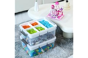 ITYLIFE CITYLIFE Citylife 17 QT Plastic Storage Box with Removable Tray Craft Organizers and Storage Clear Storage Container for Organizing Lego, Bead, Tool, Sewing, Playdoh, 2 Packs