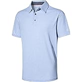 Men's Polo Shirts Short Sleeve Cotton Blend Moisture Wicking Dry Fit Performance Collared Golf Shirts for Men