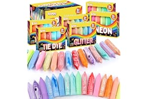 Toidgy 36 PCS Sidewalk Chalk for Kids in 6 Packs, 18 Colors, Outdoor Sidewalk Chalk for Toddlers 1-3 Nontoxic, Washable Sidewalk Chalks Bulk, Kids Outdoor Toys with Painting on Chalkboard & Playground