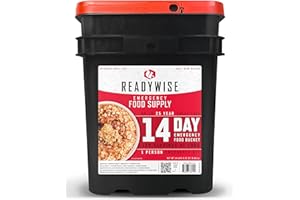 ReadyWise Emergency Food Supply - 14 Day, 150 Servings Emergency Freeze Dried Food Bucket, Protein Meals, Camping Essentials, Survival Kit, Disaster Prepping Supplies, up to 25 Year Shelf Life