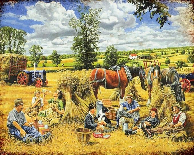 Amazon.com: Retro Vintage Farm Farming Hay Horses Tractor Lunch Metal