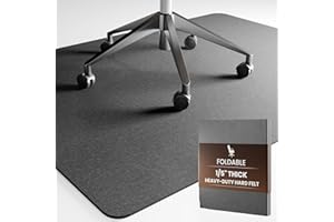 FLUXYNARA Office Chair Mat for Hardwood Floor, 47"x35" Felt Heavy Duty Protector for Tile & Carpet, 1/5" Thick Chair Mat for Computer Desk, Anti-Slip Office Desk Mat (Dark Gray)