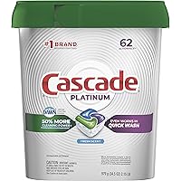 Cascade Platinum Dishwasher Pods, Actionpacs Dishwasher Detergent, Fresh Scent, 62 Count
