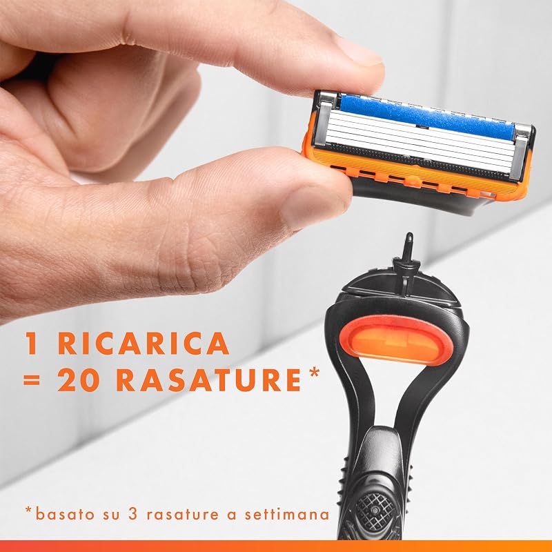 Fusion 5 Rasoio Barba Manuale, 12 Lamette di Ricambio, Multicolore