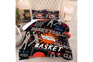 NINENINE Basketball Comforter Set Full Size Kids Sports Bedding for Boys Teens Basketball Fire Player Comforter Tie Dye Bed Set with 1 Comforter 2Pillowcases