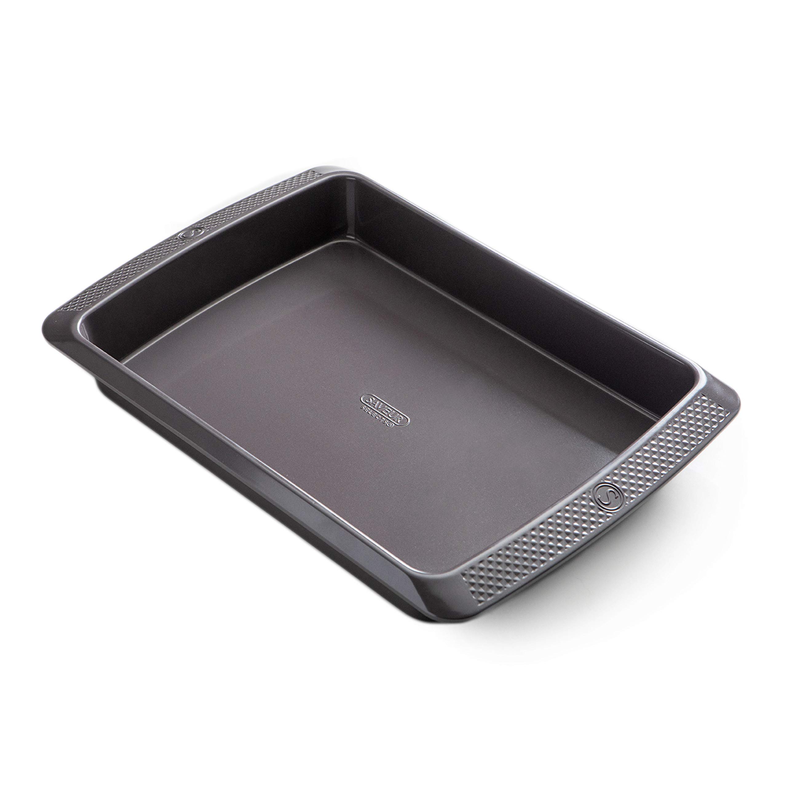 SAVEUR SELECTS 10 x 14-Inch, 25 x 35 Cm Large Roasting Pan Tray | Non-Stick, Carbon Steel, Oven & Dishwasher Safe - Gray - Artisan Series