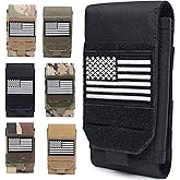 Molle Phone Pouch, Small Molle Pouches, Tactical Cell Phone Holster, Heavy Duty Waterproof Smartphone Case Holder for Vest Belt Waist (Black)