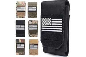 VIIDOO Molle Phone Pouch, Small Molle Pouches, Tactical Cell Phone Holster, Heavy Duty Waterproof Smartphone Case Holder for Vest Belt Waist (Black)