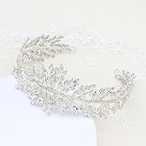 Oriamour Silver Wedding Headbands Crystal Bridal Headpieces For Women Wide Bridal Headbands (Silver)