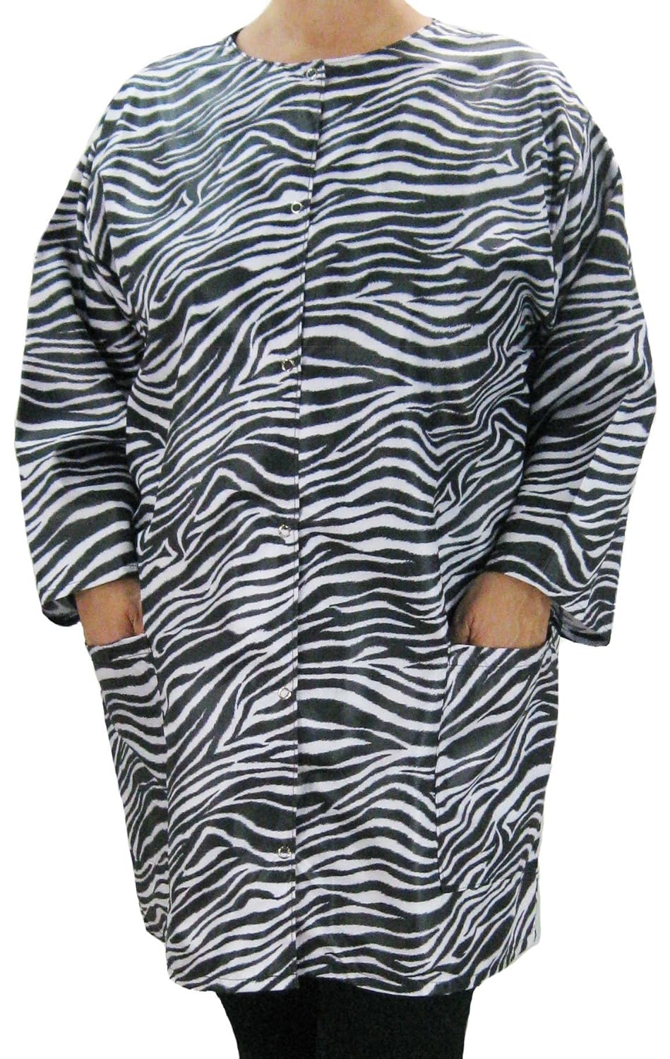 Amazon Com Plus Size Zebra Print Hair Stylist Smock Dog Groomers