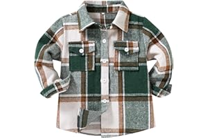 MAMAMI Kids Little Boys Girls Baby Long Sleeve Button Down Red Plaid Flannel Shirt Plaid Girl Boy NB-6T