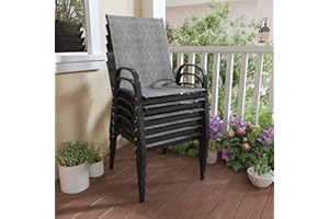 PIZZELLO Patio Chairs Set of 6, Outdoor Dining Chairs with All Weather Lightweight Textilene, Outdoor Chairs 330Lbs Capacity 