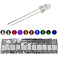 WOTOFULIN 5mm LED Diode Lights Kit 10pcs x 10 Colors Assorted LED Diodes Clear Lens White/Pink/Purple/Blue/Green/Yellow/Orange/Warm White/Red/Yellowish Green
