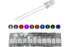WOTOFULIN 5mm LED Diode Lights Kit 10pcs x 10 Colors Assorted LED Diodes Clear Lens White/Pink/Purple/Blue/Green/Yellow/Orange/Warm White/Red/Yellowish Green