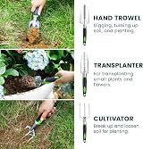 Green Haven 11-Piece Garden Tools Set with Storage Bag – Stainless Steel Hand view 4