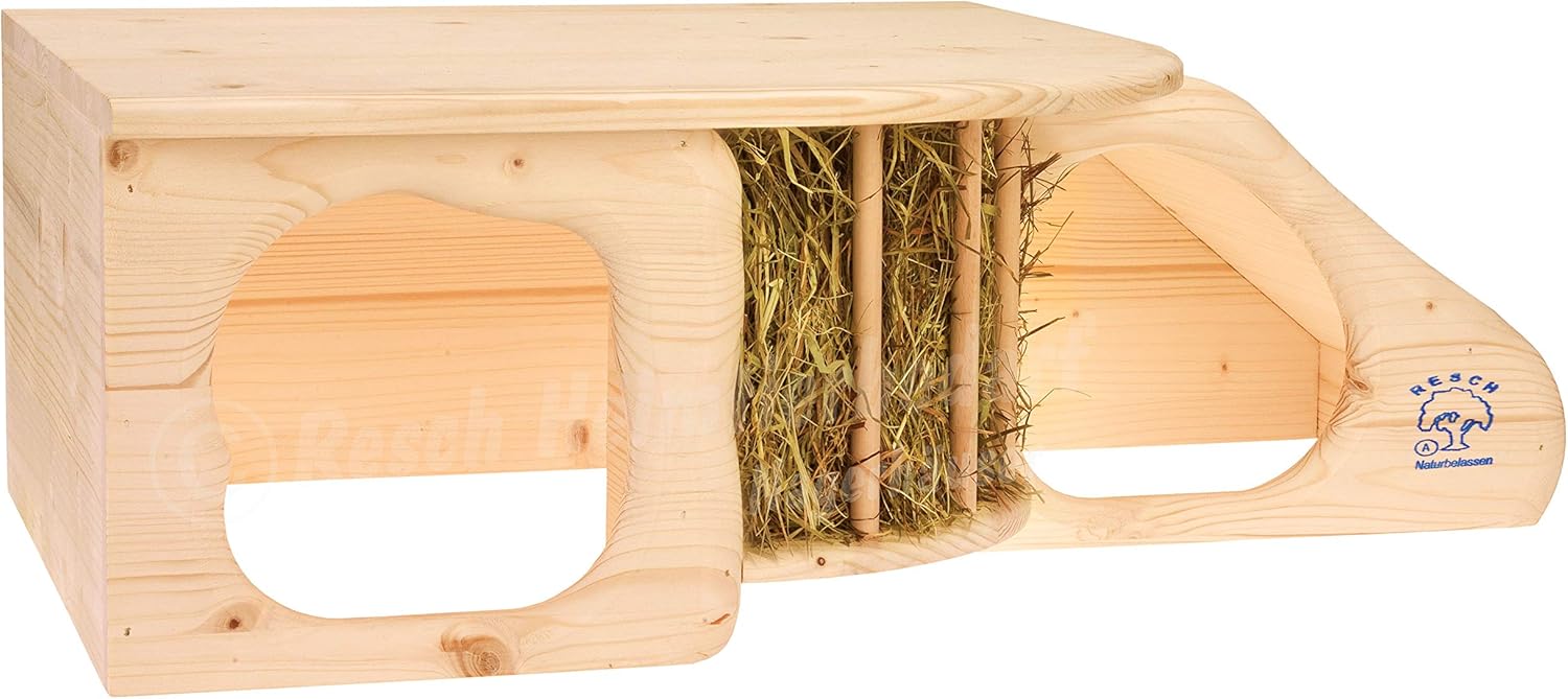 Resch No11 Rodent Cave XL Natural solid wood made of spruce/with stairs to the lying area/Integrated Hay Rack - Image 5