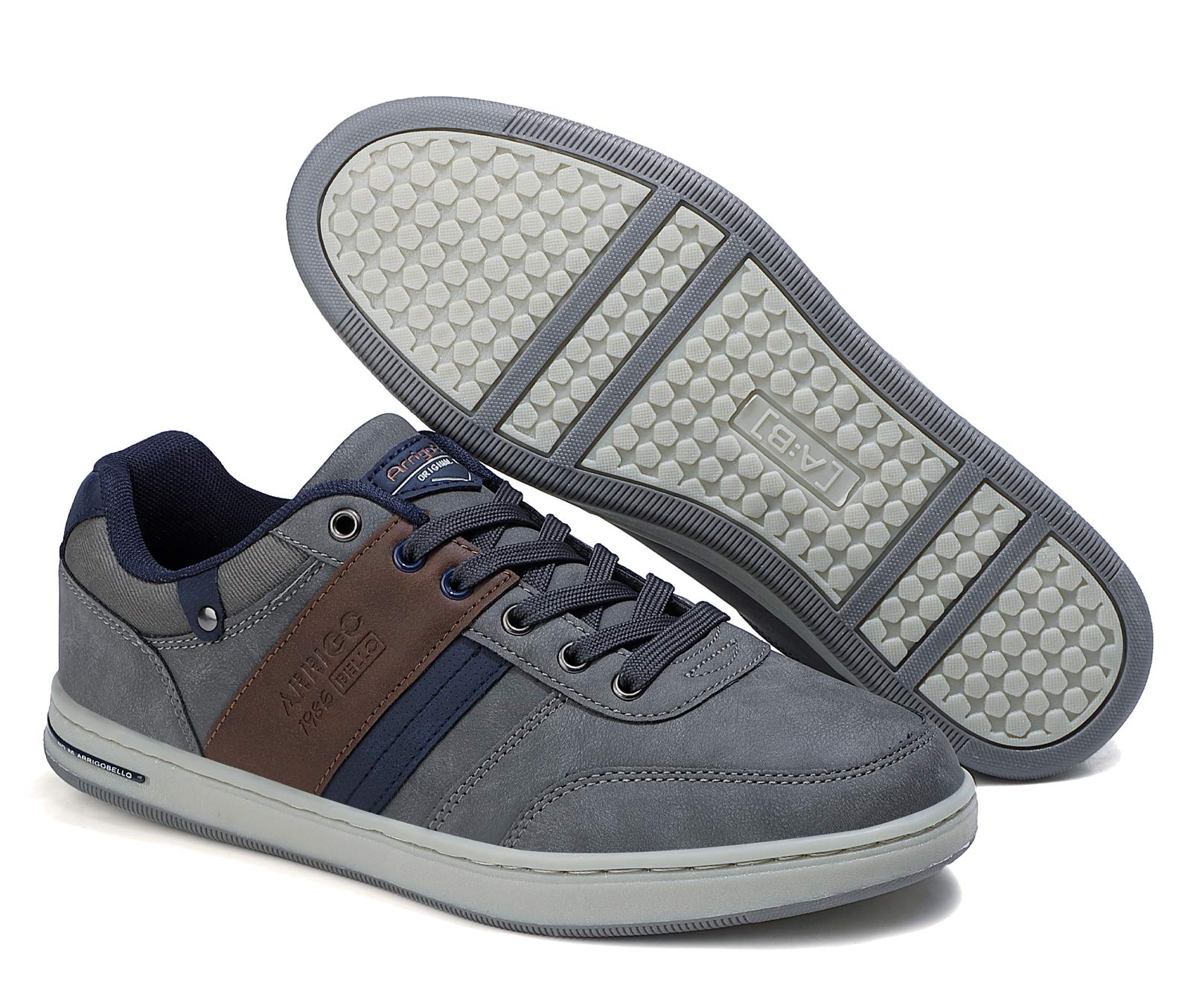 ARRIGO BELLO Freizeitschuhe Herren Sneaker PU Leder Walkingschuhe Atmungsaktive Athletic Formal Classic Sportschuhe 41-46, Mid Dunkelgrau, Größe 46 5