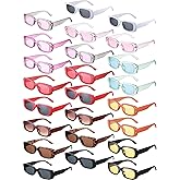Flutesan 24 Pairs Rectangle y2k Sunglasses Small Square Retro for Women Men Neon Vintage Rectangular Narrow Sun Glasses Y2k Eyewear, 12 Styles