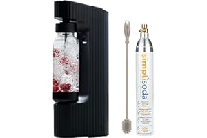 Twenty39 qarbo LUXE Premium Metal Sparkling Water and Beverage Maker with Gen2 AirPlus Cap for Enhanced Carbonation and Flavor Infusions (Black with CO2 cylinder)