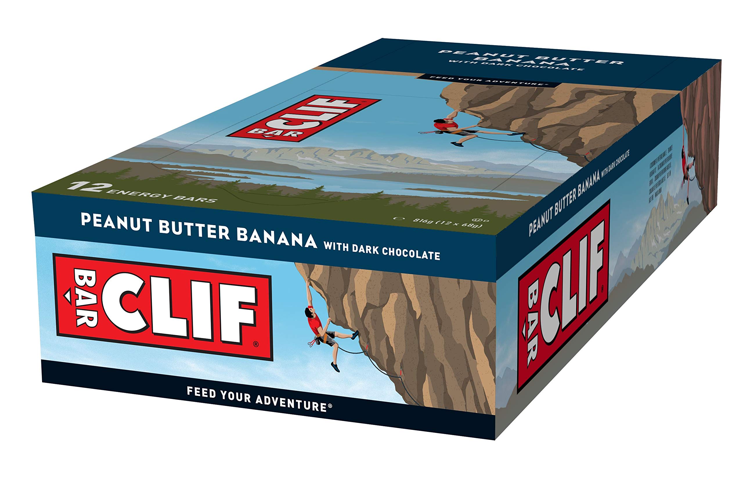 CLIF BAR - Energy Bar/Nutritional Protein Bar - Peanut Butter Banana with Dark Chocolate - Plant Based Protein - 12 x 68 g