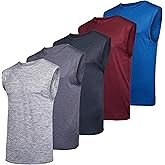 Real Essentials 3 & 5 Pack:Men's Dry Fit Workout Running Tank Top Gym Sleeveless Muscle Athletic Shirt (Big & Tall Available)