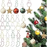 JULBEAR 120 Pcs Christmas Decorative Ornament Hooks Ornament Bendable Metal Wire Hanging Hooks Tree Present Stocking Gingerbread Man Hooks for Xmas Tree Garland Holiday Home Decor