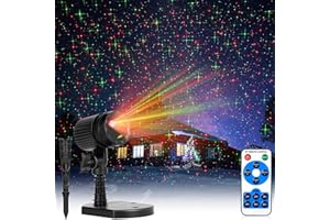 Minetom Christmas Projector Lights Outdoor, Christmas Laser Lights with Remote Red Green Stars Garden Laser Light IP65 Waterproof Xmas Light for House Garage Home Wedding Party Garden Decorations