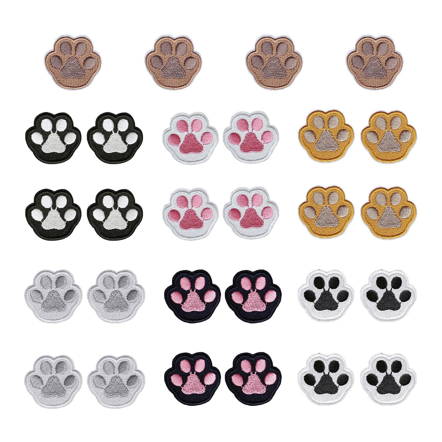 14 Pairs of Cat Paw Print Cloth Patches, Repair Patches, Cute Embroidery Patches, Decorative Patches, DIY Sewing Accessories, Suitable for Clothes, Hats, Bags, Etc.