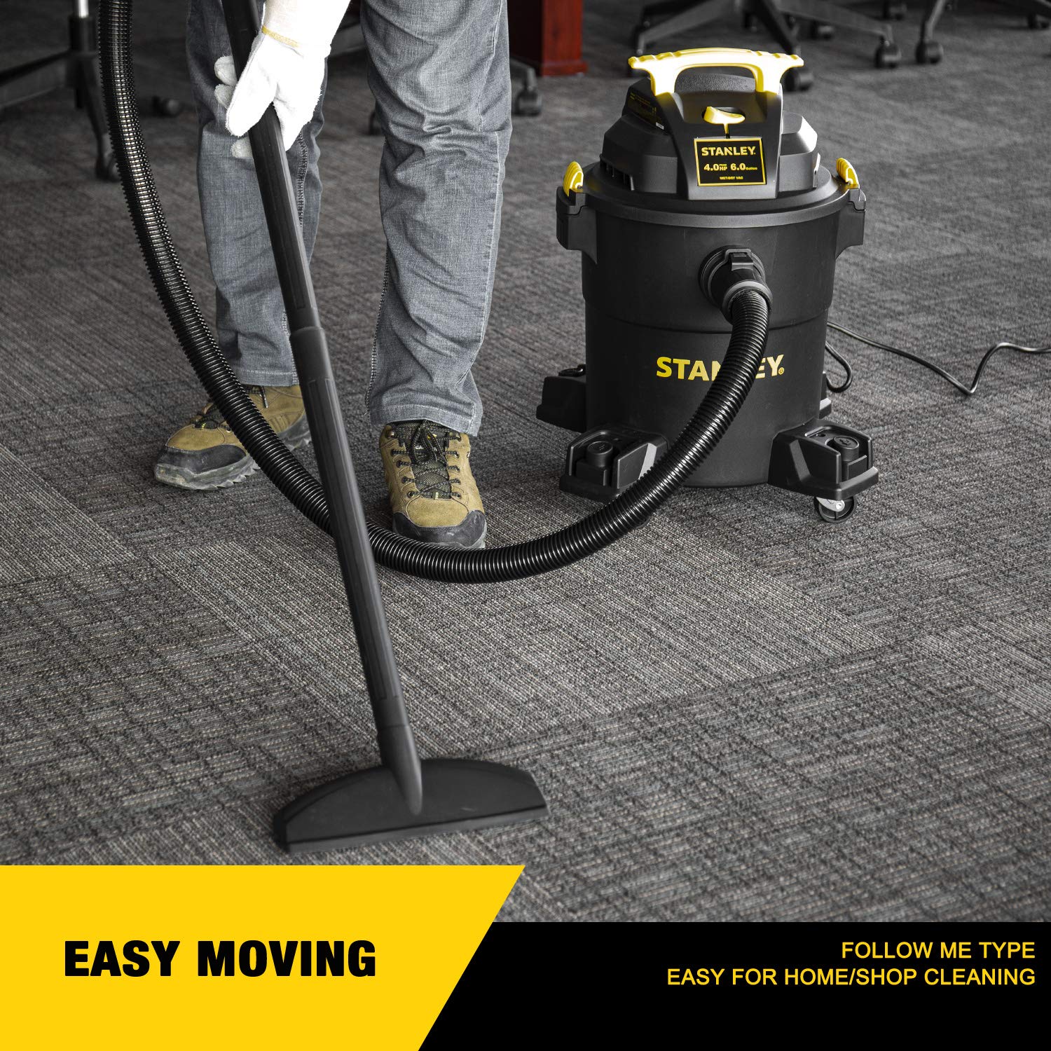 Stanley 6 Gallon Wet Dry Vacuum , 4 Peak HP Poly 3 in 1 Shop Vac Blower