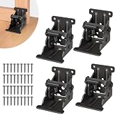4 Pack Folding Brackets, Self-Lock Hinge with Screws for Folding Table Legs, Lock Extension Support Bracket Bed Legs, Black