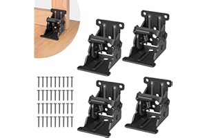 4 Pack Folding Brackets, Self-Lock Hinge with Screws for Folding Table Legs, Lock Extension Support Bracket Bed Legs, Black