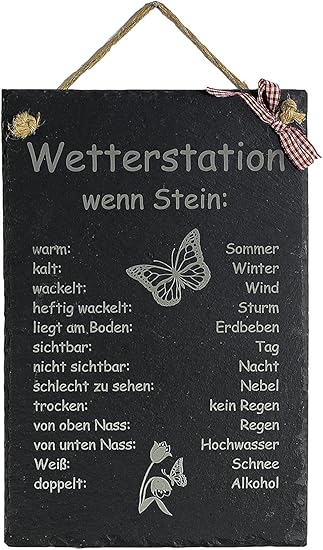 Feiner Tropfen Schiefertafel Wetterstation 20x30cm Gross Fur Garten Gartenlaube Amazon De Kuche Haushalt