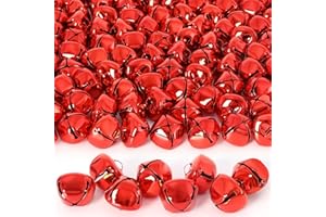 LIGHOON Jingle Bells for Crafts,1 Inch Large Jingle Bells Bulk, 50 Pcs Christmas Craft Bells for DIY Festival Home Wreath Christmas Party Decoration (red)