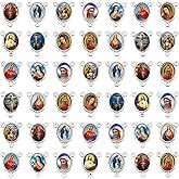 WenRity 50Pcs Rosary Centerpiece Parts Virgen de Guadalupe Charms Alloy Picture Jesus Religion Enamel Oval Link Pendant for Diy Prayer Necklace Making Supplies