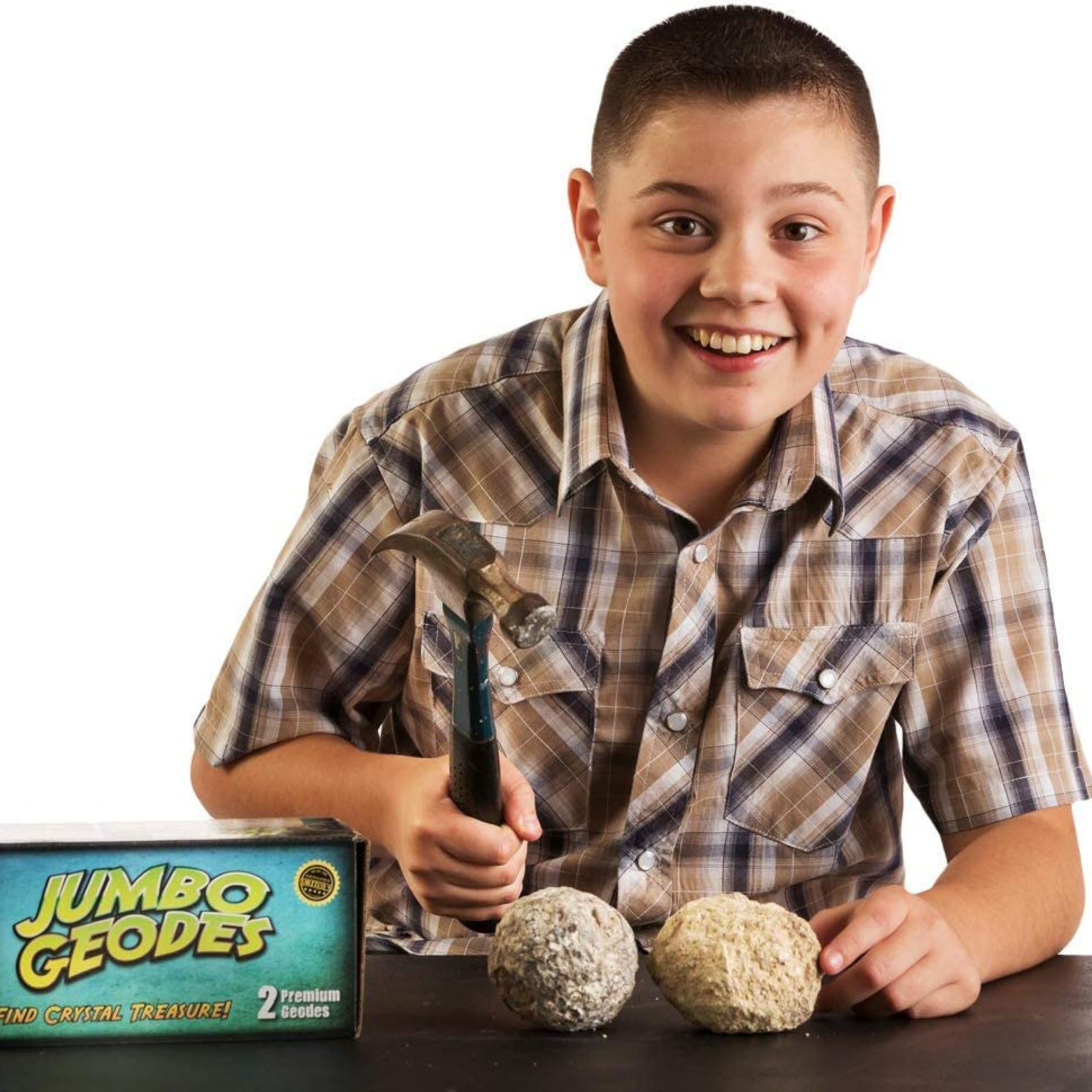 Break Open 2 Jumbo Geodes– Break Your Own Large Geode with Crystals, Earth Science Kit for Kids to Learn Geology, Gifts for Rock Collectors, Cool Rocks for Boys and Girls