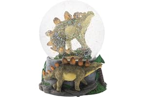 Elanze Designs Stegosaurus Dinosaur Friends Tabletop Figurine Fossil Bone Paleontologist 100MM Sturdy Glitter Water Musical Dinosaur Snow Globe Plays Tune Born Free