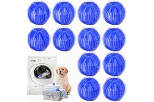 GJPSBEN 12 PCS Pet Hair Remover for Laundry, Reusable Dog & Cat Hair Remover Tool, Effectively Removes Pet Hair, Lint and Dander from Bedding and Clothing, Suitable for Washing Machines, Dryers