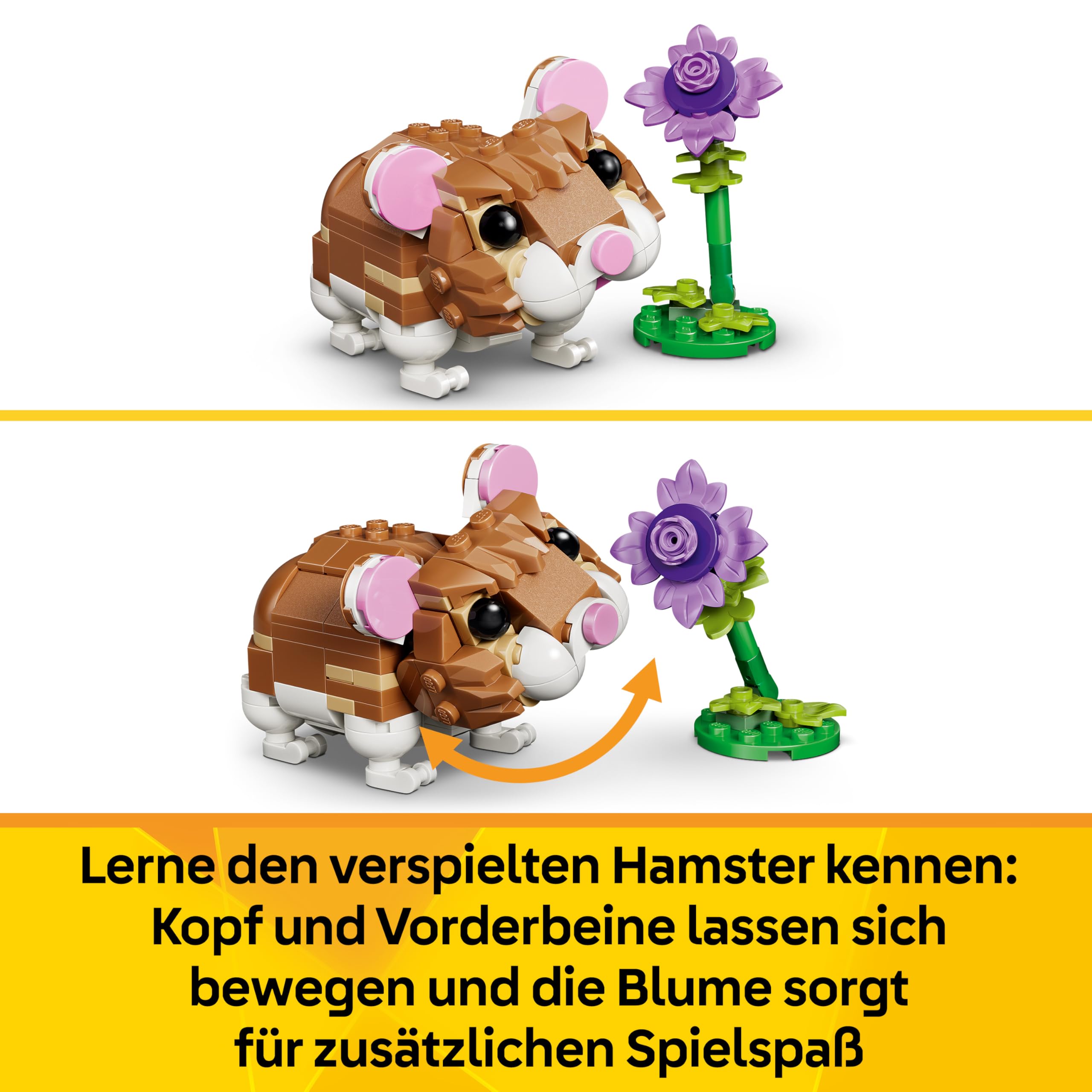 LEGO Creator 3-in-1-Set Niedlicher Hamster mit Blume - Kinderspielzeug mit Tierfigur - Hamster Konstruktionsspielzeug - Mint Spielzeug mit 3 Bauoptionen - Geschenk für Jungen und Mädchen - 31376 5