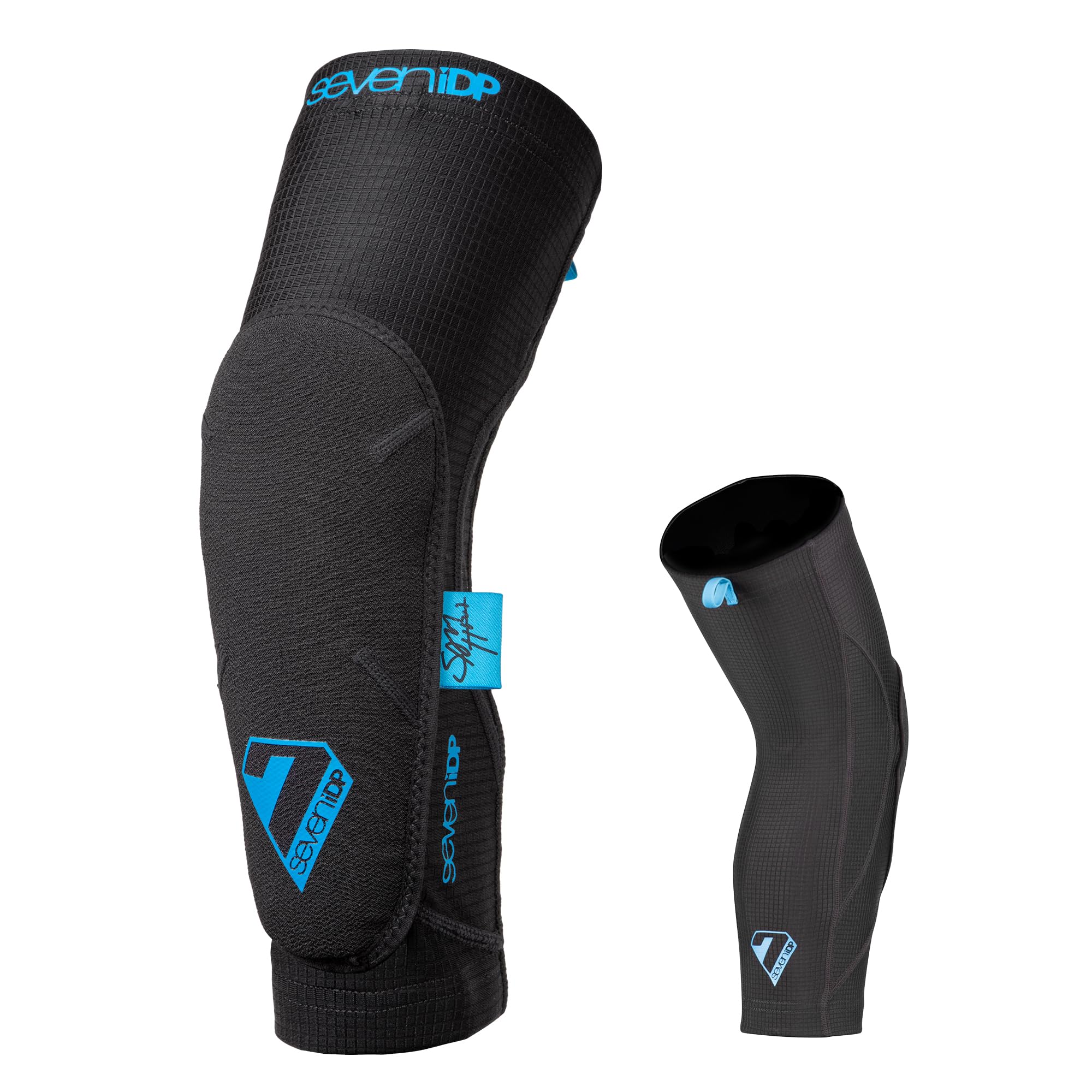 7iDP Sam Hill Lite Elbow Pads MTB Trail Enduro - Black & Blue (X-Large)