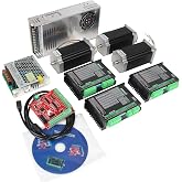 3 Axis Nema23 Stepper Motor Driver USB Mach3 Board CNC Controller Kit 2.8Nm | 112mm 425oz-in 3A Dual Shaft, DM556S 200-51200 Subdivision, 4-Axis Motion Control Card, 36V/24V PSU for CNC Engraver,Milling